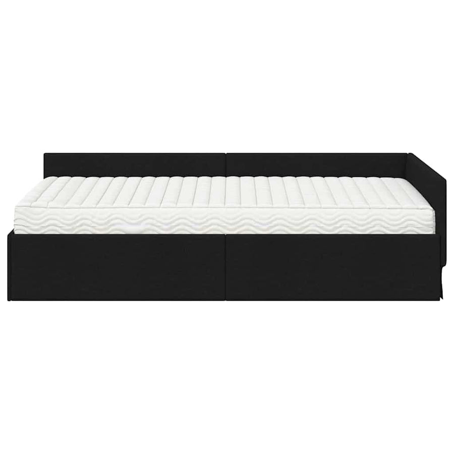 Hoekbedframe Met Matras Anders Met Hoofdeinde 2 Pcs Stof 80 x 200 cm Zwart