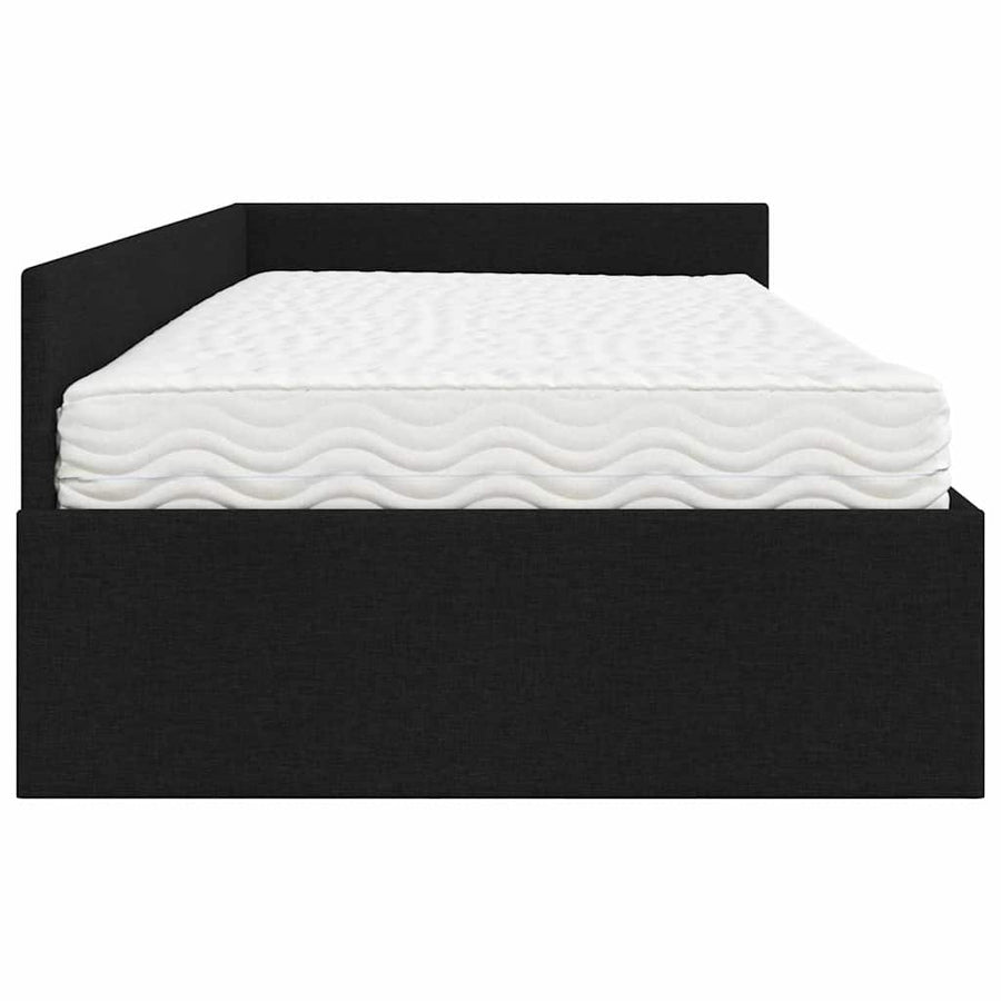 Hoekbedframe Met Matras Anders Met Hoofdeinde 2 Pcs Stof 80 x 200 cm Zwart