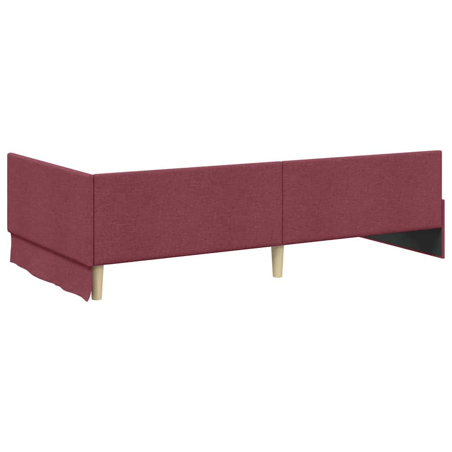 Hoekbedframe Met Matras Anders Met Hoofdeinde 2 Pcs Rood Stof 80 x 200 cm Wijnrood