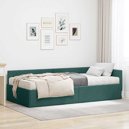 Hoekbedframe Met Matras Anders Met Hoofdeinde 2 Pcs Groen Stof 80 x 200 cm Donkergroen