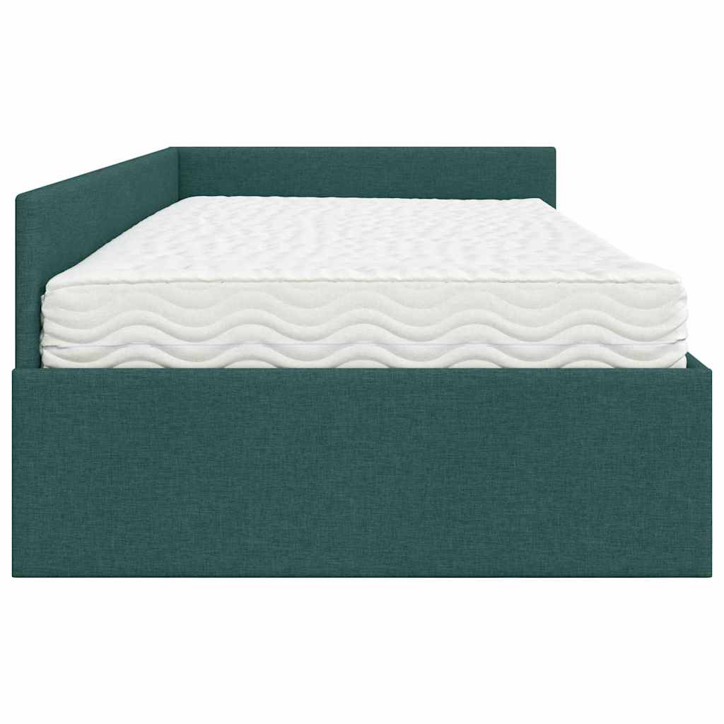 Hoekbedframe Met Matras Anders Met Hoofdeinde 2 Pcs Groen Stof 80 x 200 cm Donkergroen