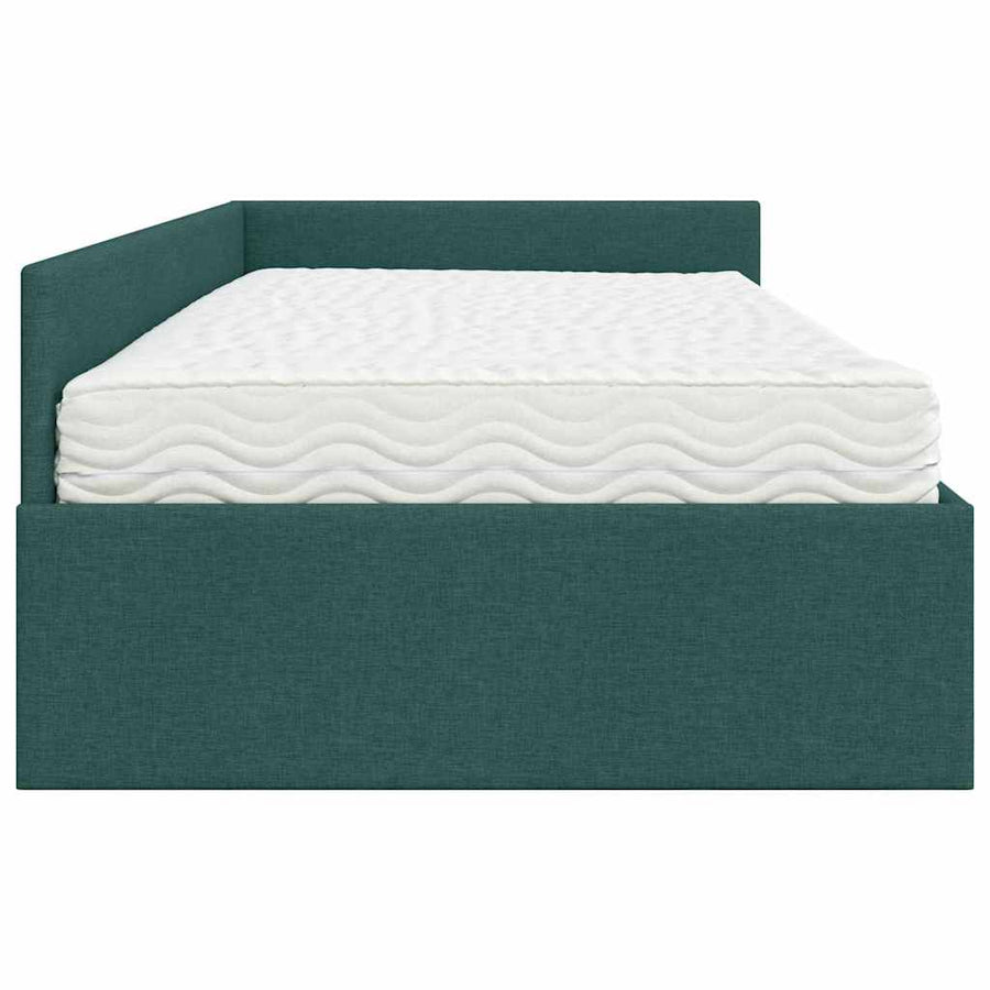Hoekbedframe Met Matras Anders Met Hoofdeinde 2 Pcs Groen Stof 80 x 200 cm Donkergroen