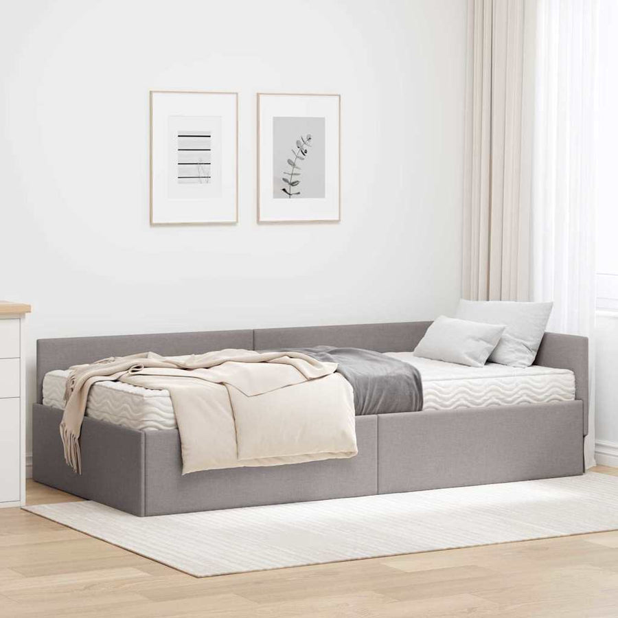 Hoekbedframe met Matras Anders met hoofdeinde 2 pcs Taupe Stof