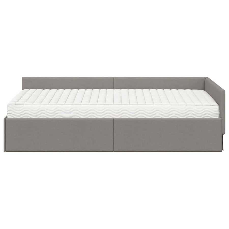 Hoekbedframe met Matras Anders met hoofdeinde 2 pcs Taupe Stof
