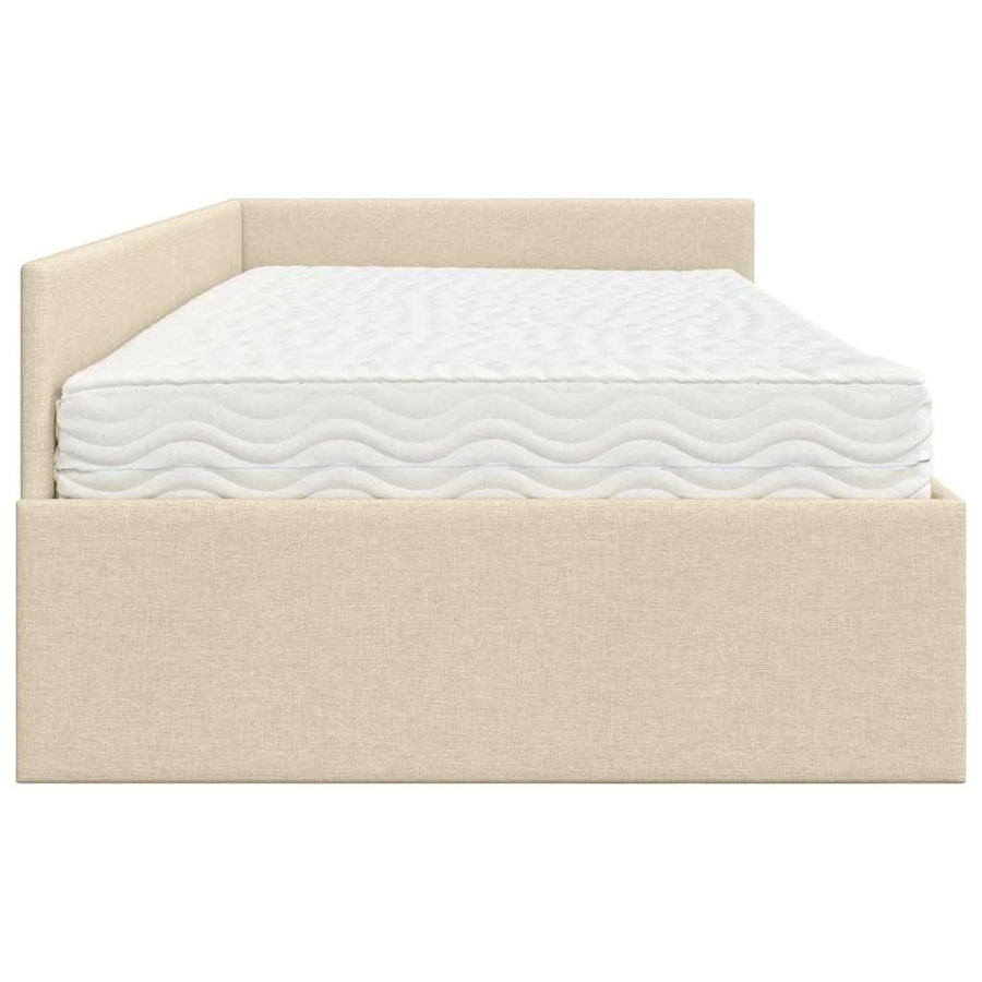 Hoekbedframe Met Matras Anders Met Hoofdeinde 2 Pcs Stof 80 x 200 cm Crème