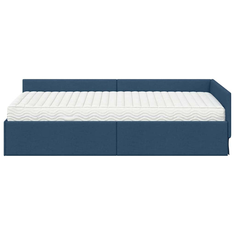 Hoekbedframe Met Matras Anders Met Hoofdeinde 2 Pcs Stof 80 x 200 cm Blauw