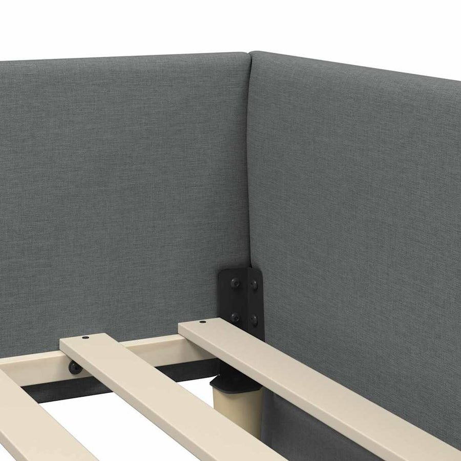 Hoekbedframe Met Matras Anders Met Hoofdeinde 2 Pcs Grijs Stof 90 x 190 cm Donkergrijs