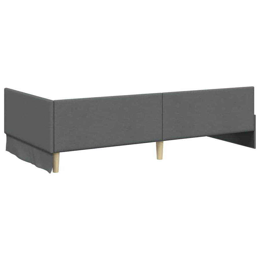 Hoekbedframe Met Matras Anders Met Hoofdeinde 2 Pcs Grijs Stof 90 x 190 cm Donkergrijs