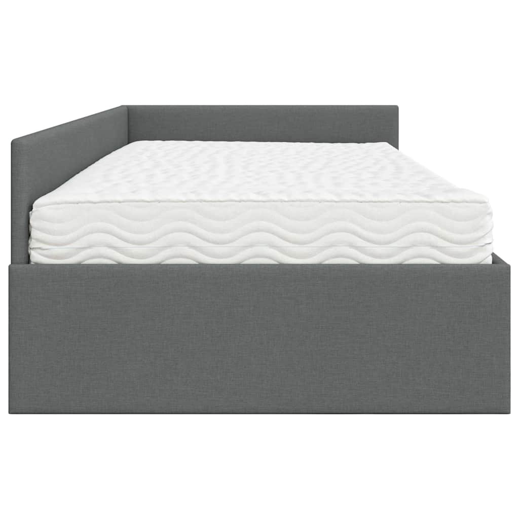 Hoekbedframe Met Matras Anders Met Hoofdeinde 2 Pcs Grijs Stof 90 x 190 cm Donkergrijs