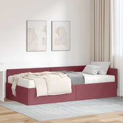 Hoekbedframe met matras 90x190 cm rood stof