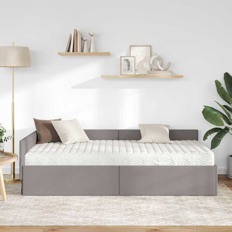 Hoekbedframe met Matras Anders met hoofdeinde 2 pcs Taupe Stof