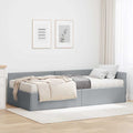 Hoekbedframe met Matras Anders 2 pcs Lichtgrijs Stof