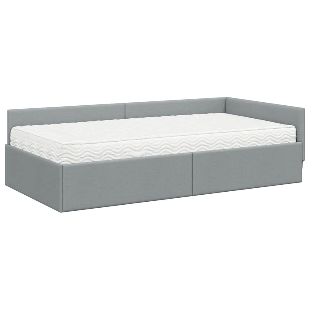 Hoekbedframe Met Matras Anders 2 Pcs Stof 90 x 200 cm Lichtgrijs