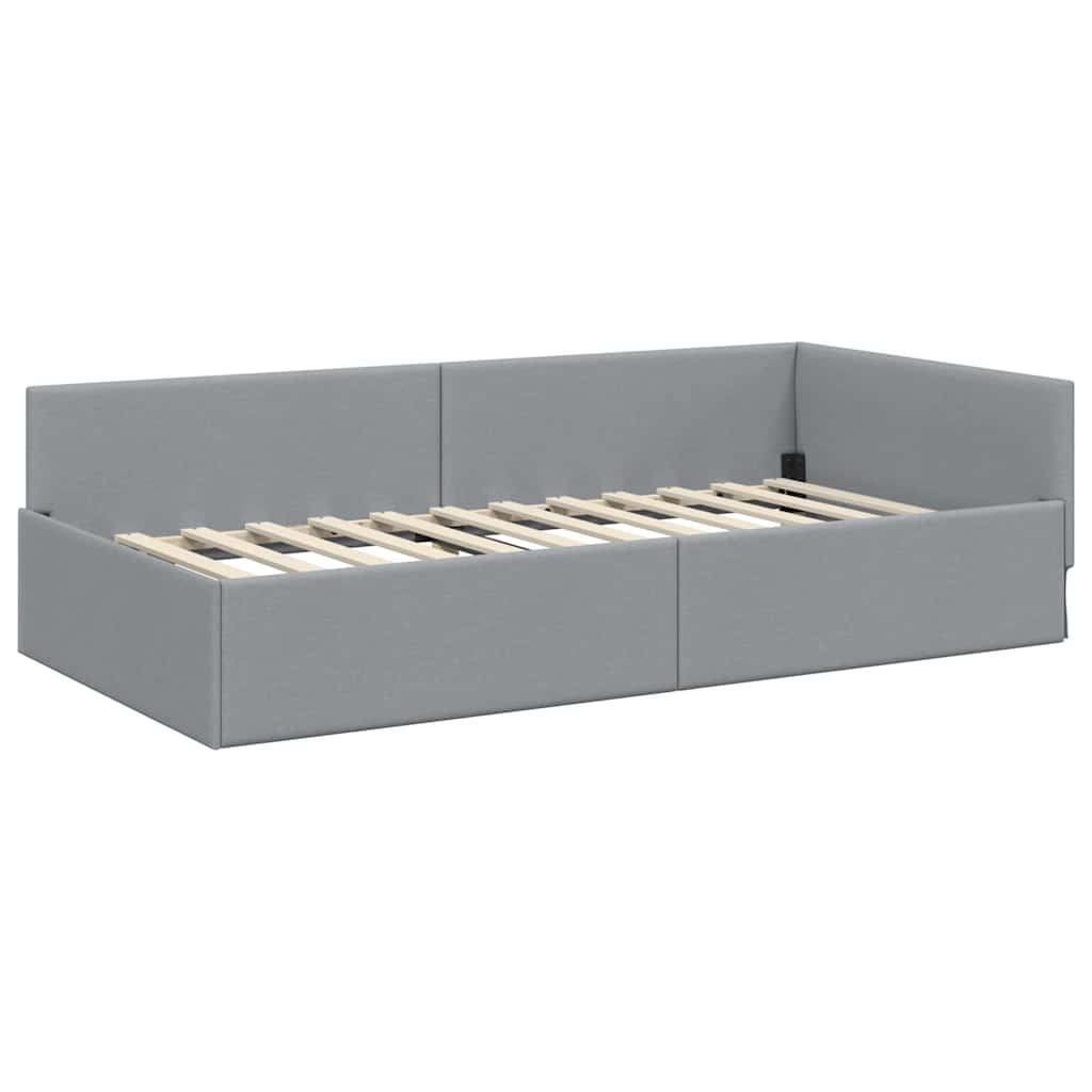 Hoekbedframe Met Matras Anders 2 Pcs Stof 90 x 200 cm Lichtgrijs
