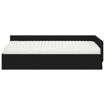 Hoekbedframe Met Matras Anders Met Hoofdeinde 2 Pcs Groen Stof 90 x 200 cm Zwart