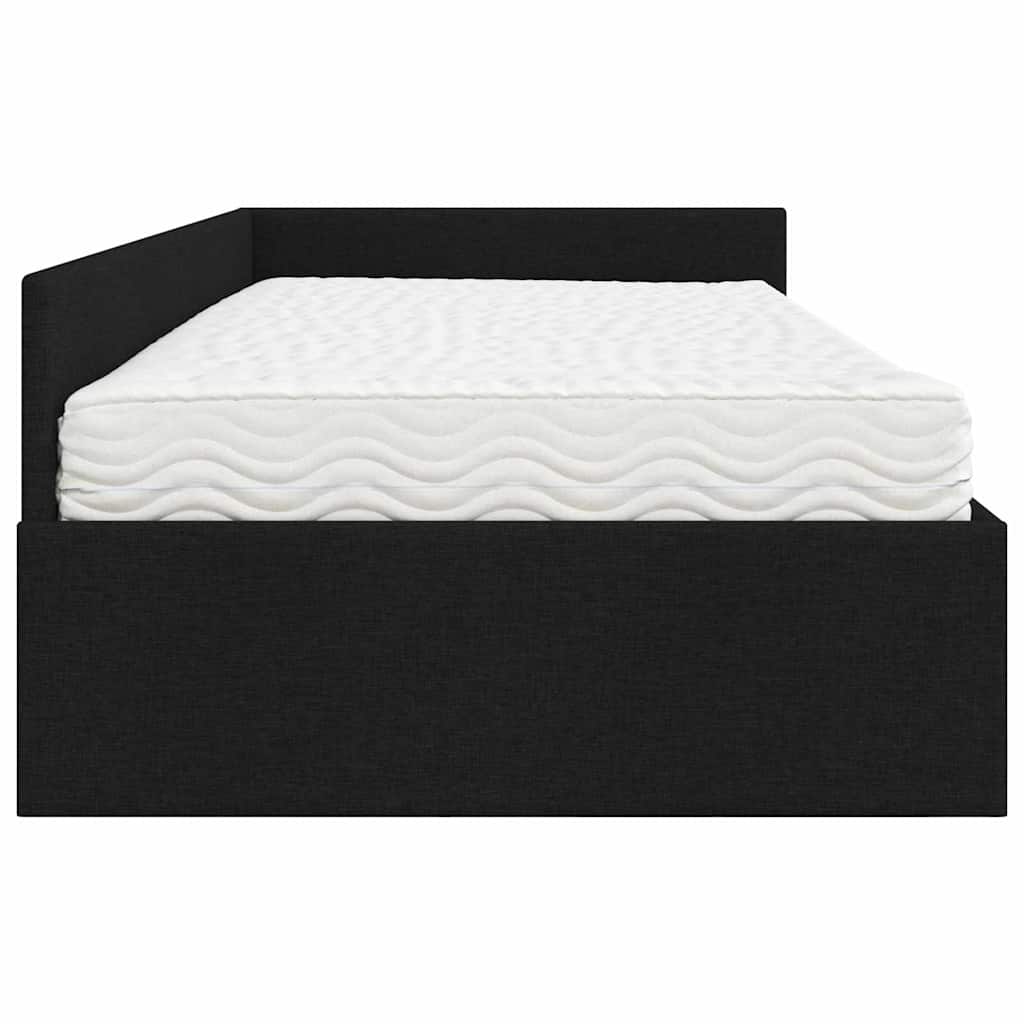 Hoekbedframe Met Matras Anders Met Hoofdeinde 2 Pcs Groen Stof 90 x 200 cm Zwart