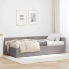 Hoekbedframe met matras 90x200 cm taupe stof