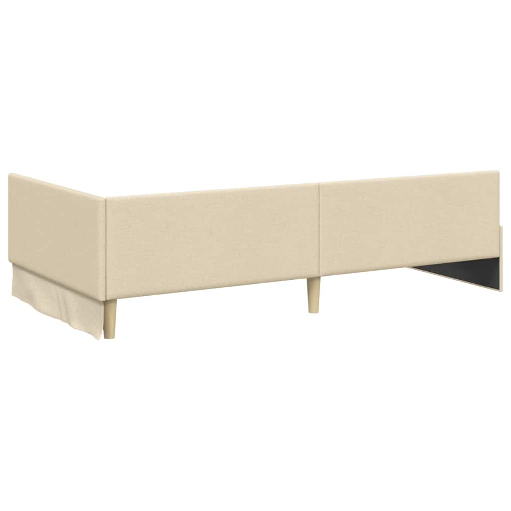 Hoekbedframe Met Matras Anders Met Hoofdeinde 2 Pcs Stof 90 x 200 cm Crème