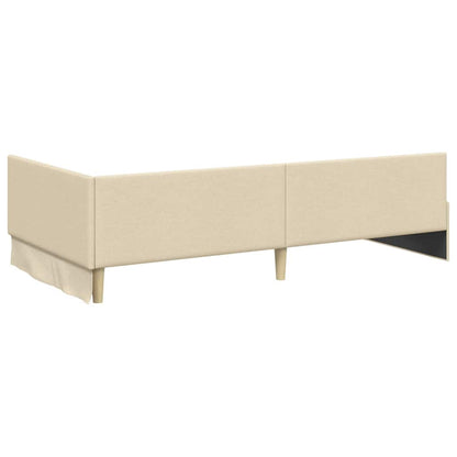 Hoekbedframe Met Matras Anders Met Hoofdeinde 2 Pcs Stof 90 x 200 cm Crème