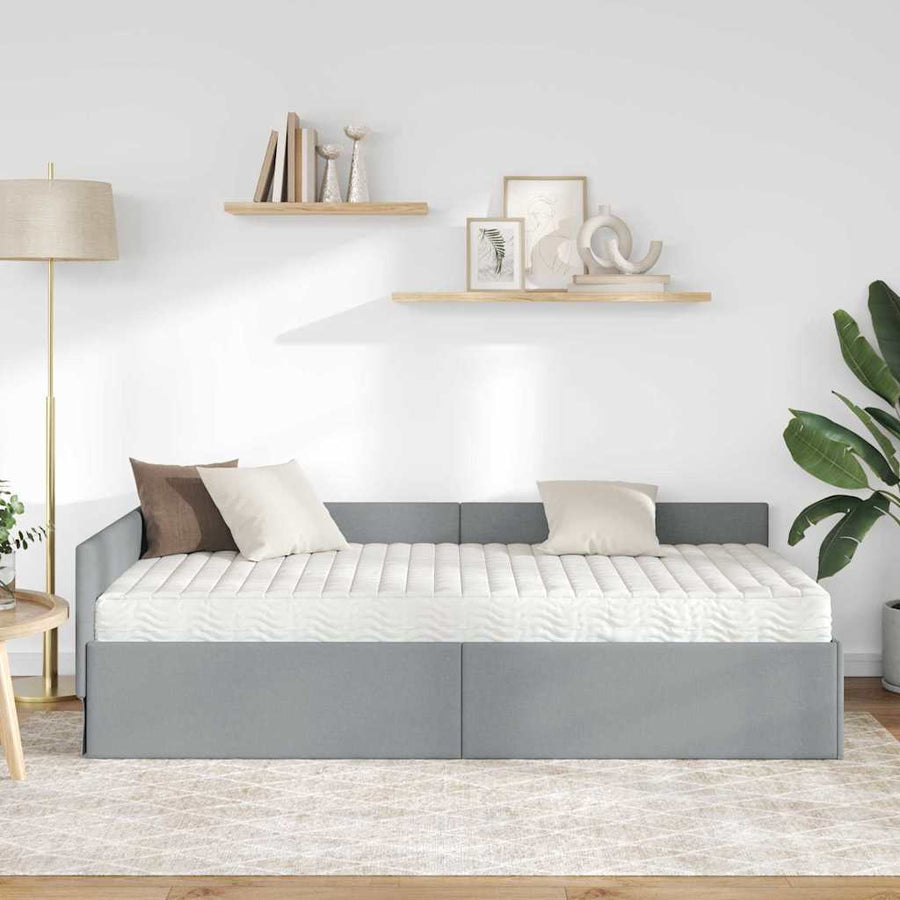 Hoekbedframe Met Matras Anders 2 Pcs Stof 100 x 200 cm Lichtgrijs