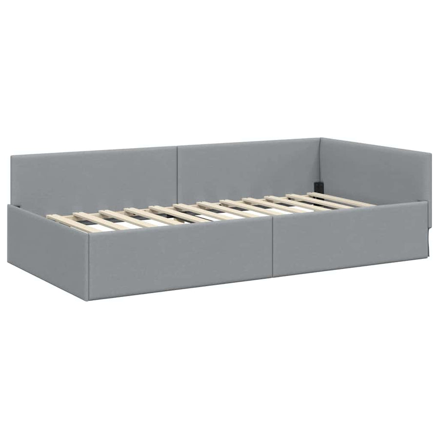 Hoekbedframe Met Matras Anders 2 Pcs Stof 100 x 200 cm Lichtgrijs