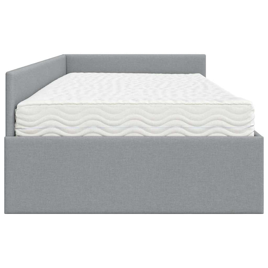 Hoekbedframe Met Matras Anders 2 Pcs Stof 100 x 200 cm Lichtgrijs