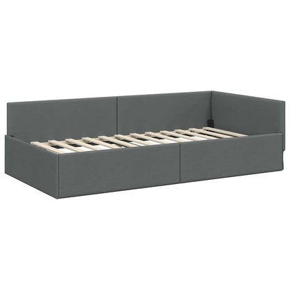 Hoekbedframe Met Matras Anders Met Hoofdeinde 2 Pcs Grijs Stof 100 x 200 cm Donkergrijs