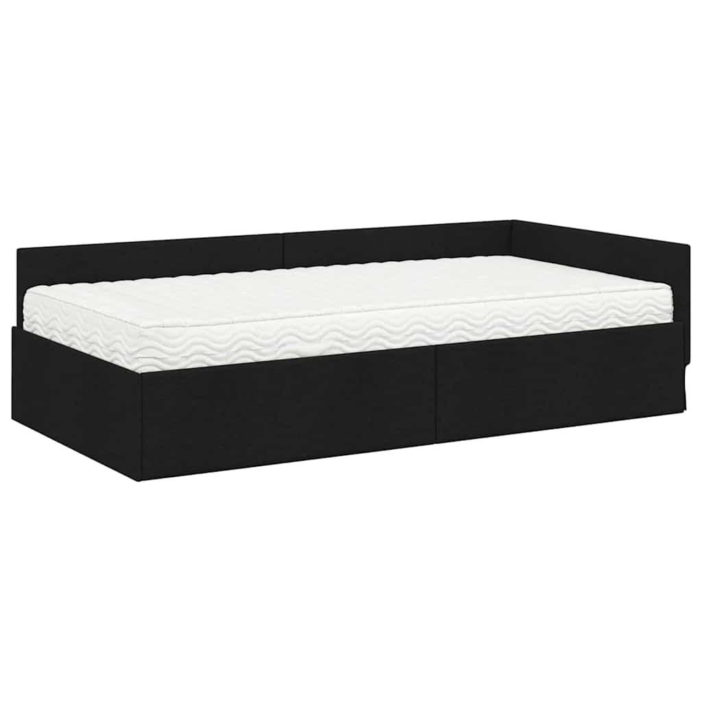 Hoekbedframe met Matras Anders met hoofdeinde 2 pcs Groen Stof