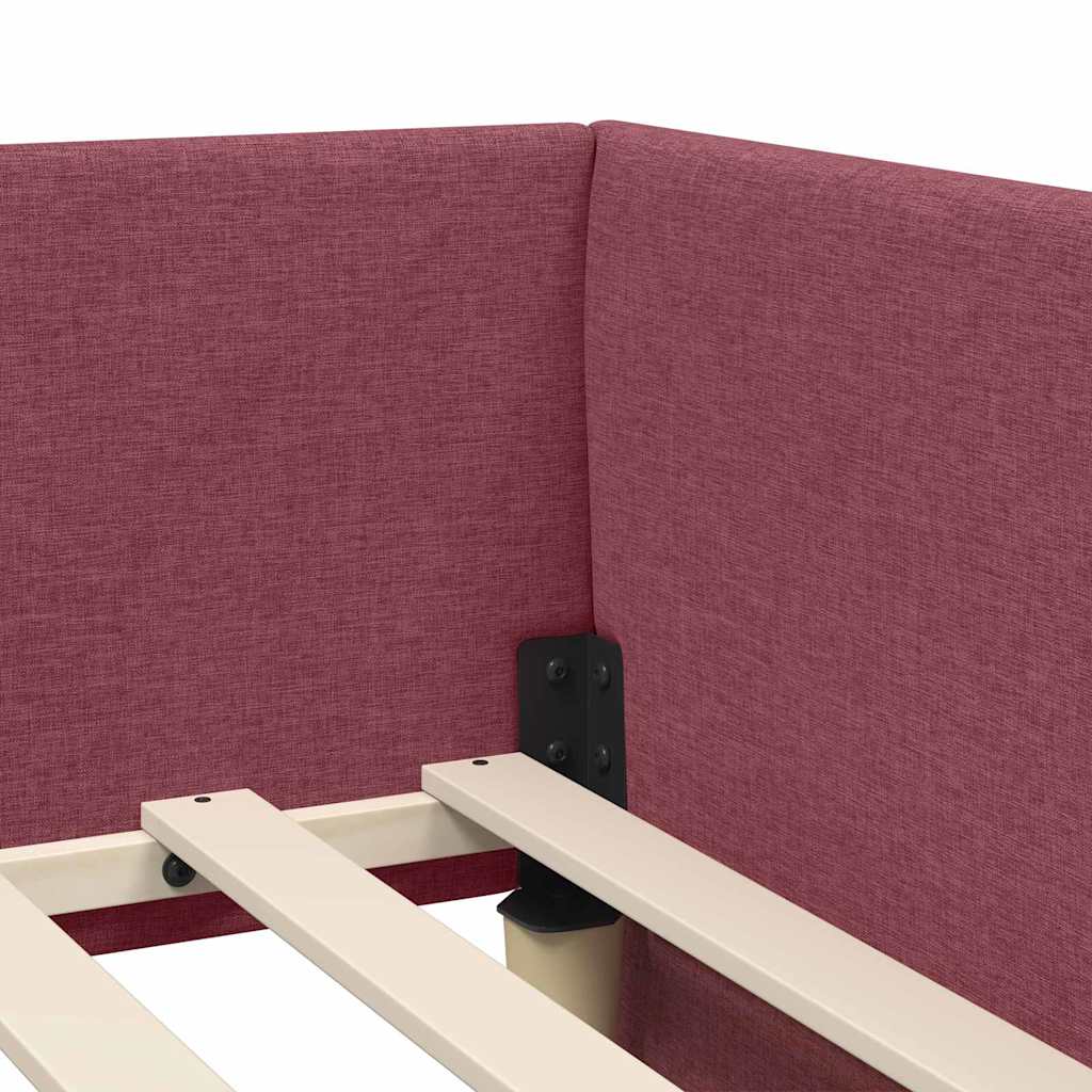 Hoekbedframe Met Matras Anders Met Hoofdeinde 2 Pcs Grijs Stof 100 x 200 cm Wijnrood