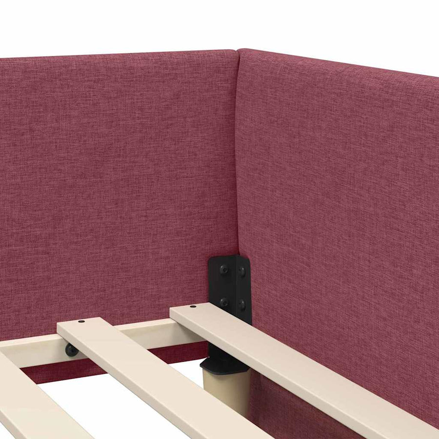 Hoekbedframe Met Matras Anders Met Hoofdeinde 2 Pcs Grijs Stof 100 x 200 cm Wijnrood