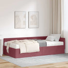 Hoekbedframe met matras 100x200 cm grijs wijnrood