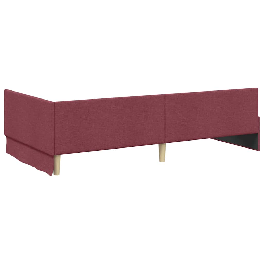 Hoekbedframe Met Matras Anders Met Hoofdeinde 2 Pcs Grijs Stof 100 x 200 cm Wijnrood