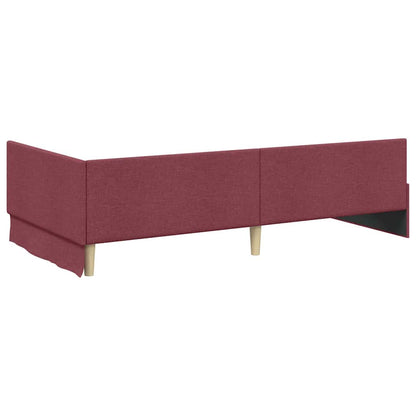 Hoekbedframe Met Matras Anders Met Hoofdeinde 2 Pcs Grijs Stof 100 x 200 cm Wijnrood
