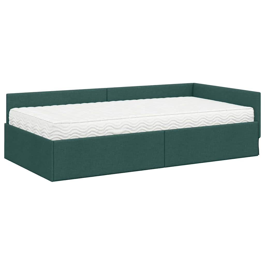 Hoekbedframe met Matras Anders met hoofdeinde 2 pcs Groen Stof