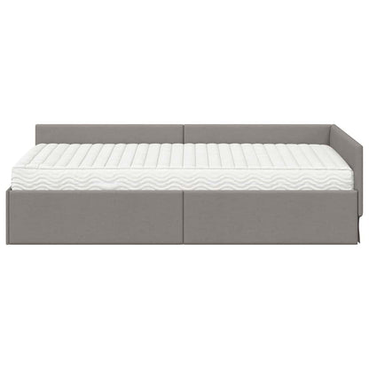Hoekbedframe met Matras Anders met hoofdeinde 2 pcs Taupe Stof
