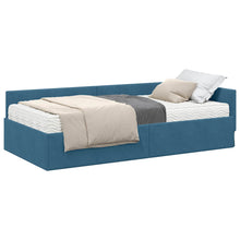 Hoekbedframe Met Matras Anders 2 Pcs Fluweel 80 x 200 cm Blauw