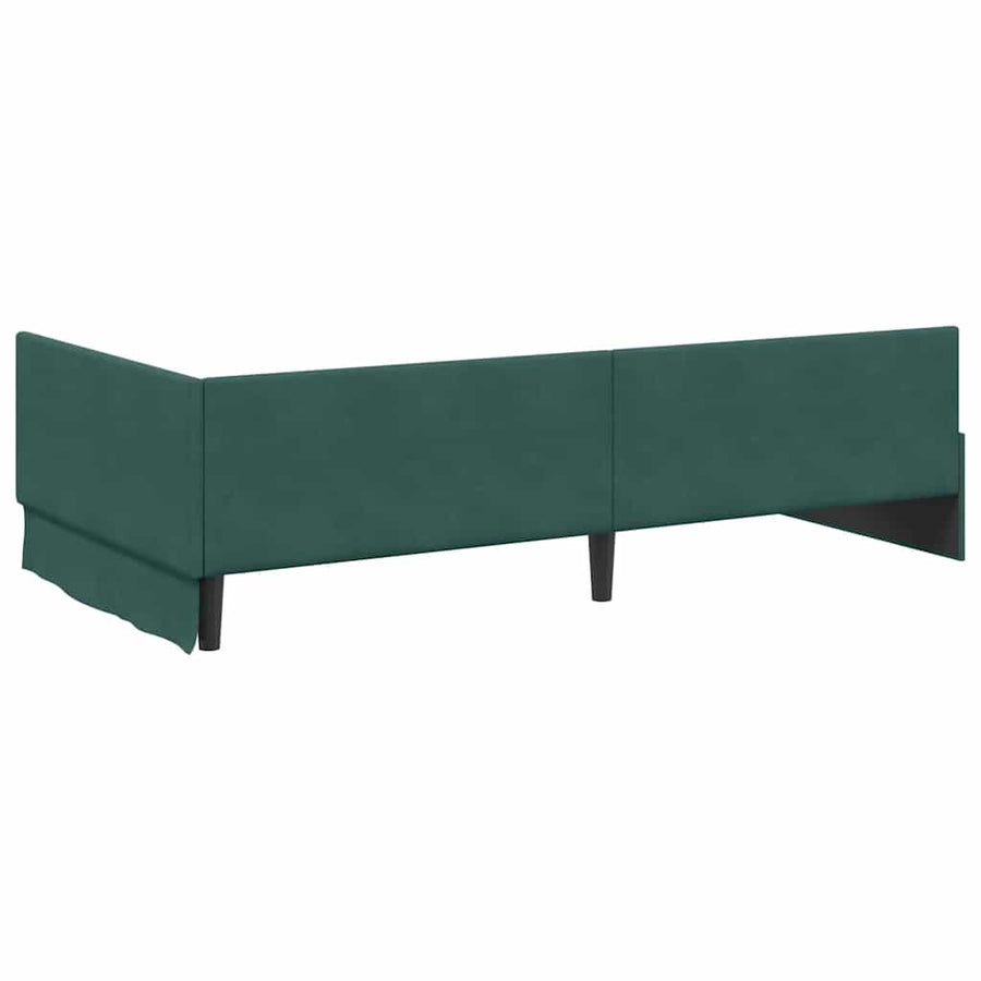 Hoekbedframe Met Matras Anders 2 Pcs Groen Fluweel 80 x 200 cm Donkergroen