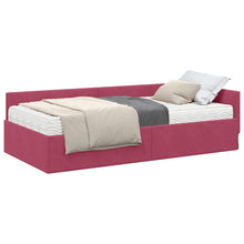 Hoekbedframe Met Matras Anders 2 Pcs Groen Fluweel 80 x 200 cm Wijnrood