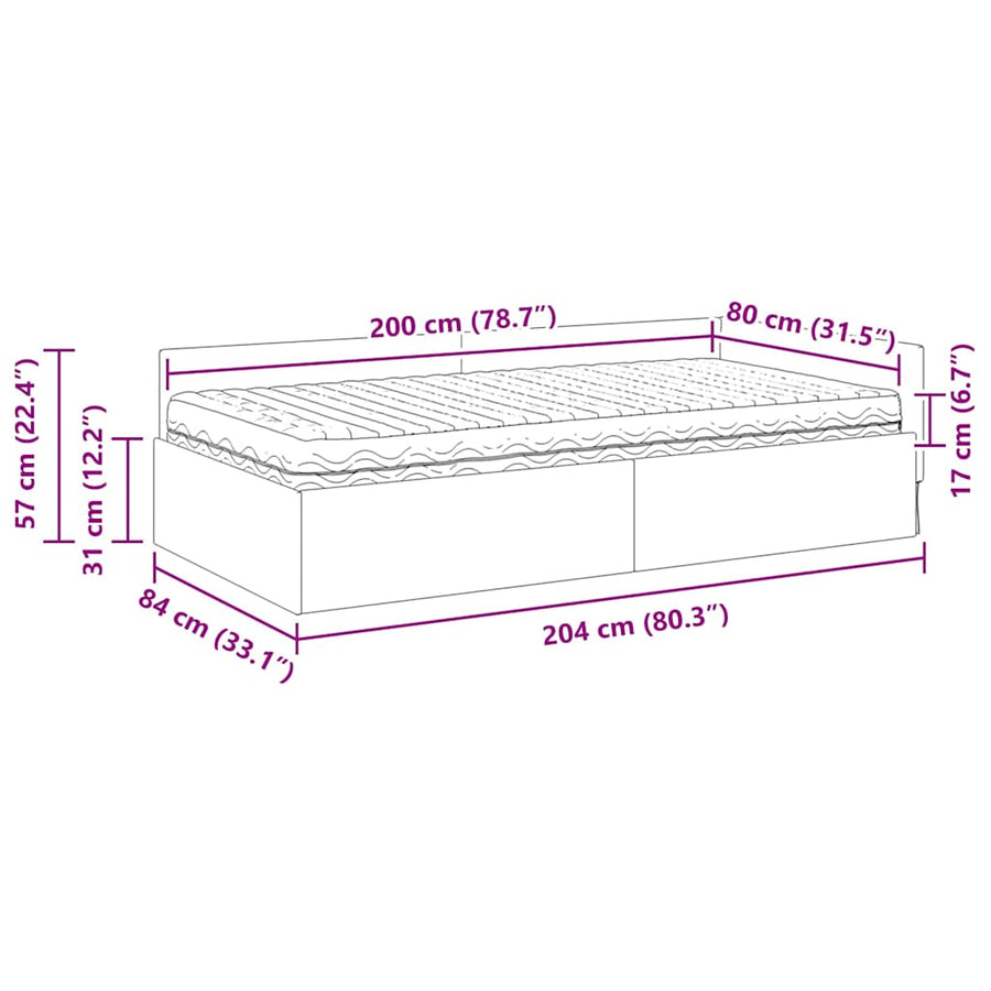 Hoekbedframe Met Matras Anders 2 Pcs Groen Fluweel 80 x 200 cm Wijnrood