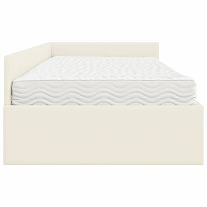 Hoekbedframe met Matras Anders 2 pcs Crème Fluweel
