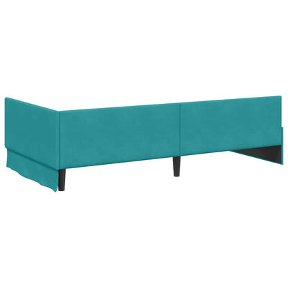 Hoekbedframe Met Matras Anders 2 Pcs Fluweel 80 x 200 cm Turquoise