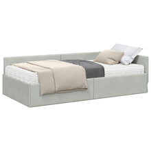 Hoekbedframe Met Matras Anders 2 Pcs Fluweel 90 x 190 cm Lichtgrijs