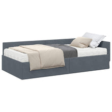Hoekbedframe Met Matras Anders 2 Pcs Grijs Fluweel 90 x 190 cm Donkergrijs