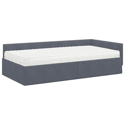 Hoekbedframe Met Matras Anders 2 Pcs Grijs Fluweel 90 x 190 cm Donkergrijs