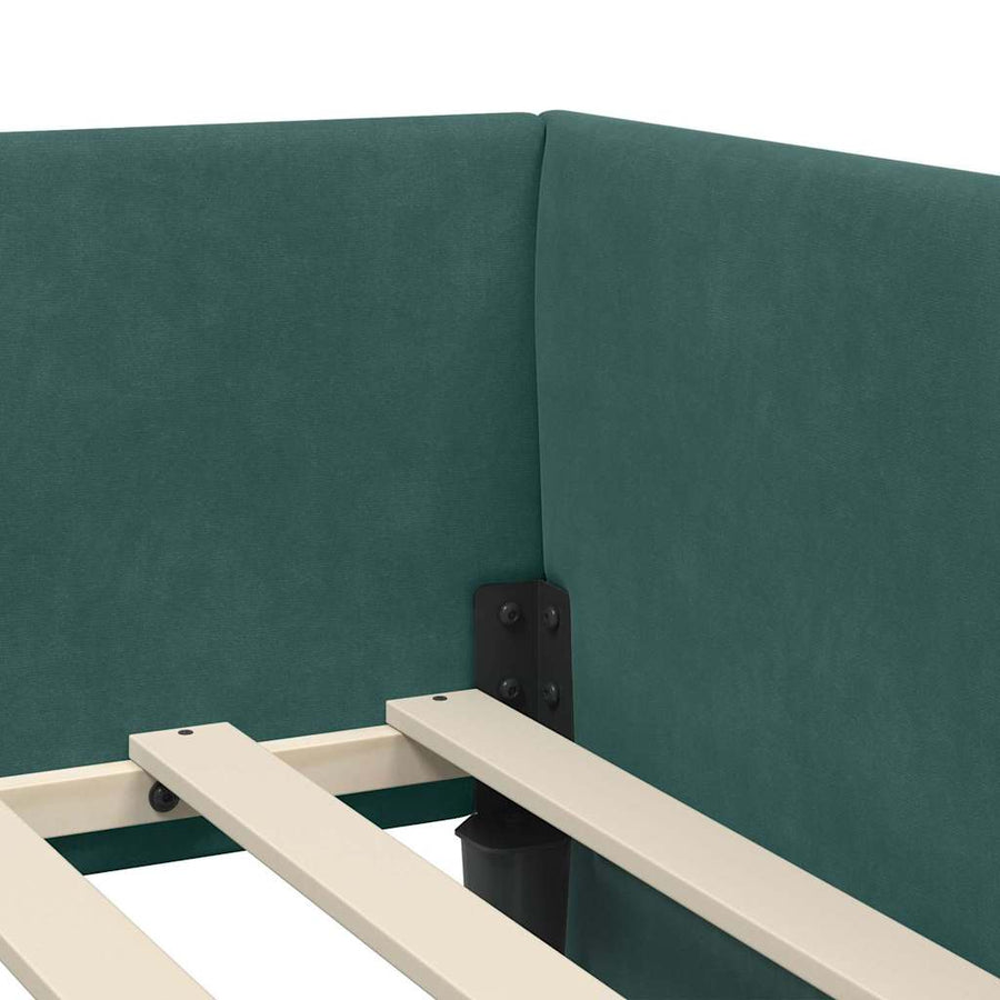 Hoekbedframe Met Matras Anders 2 Pcs Groen Fluweel 90 x 190 cm Donkergroen
