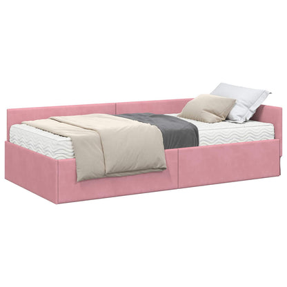 Hoekbedframe met Matras Anders 2 pcs Grijs Fluweel