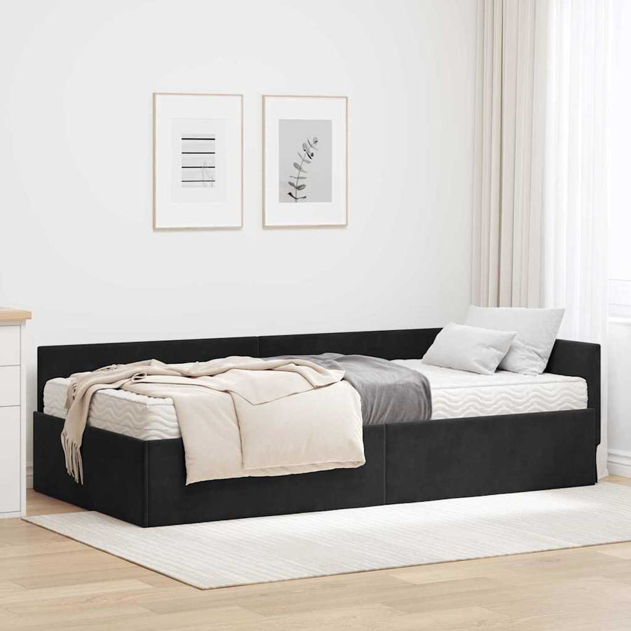 Hoekbedframe met Matras Anders 2 pcs Grijs Fluweel