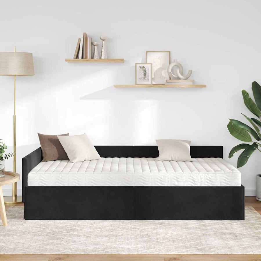 Hoekbedframe met Matras Anders 2 pcs Grijs Fluweel