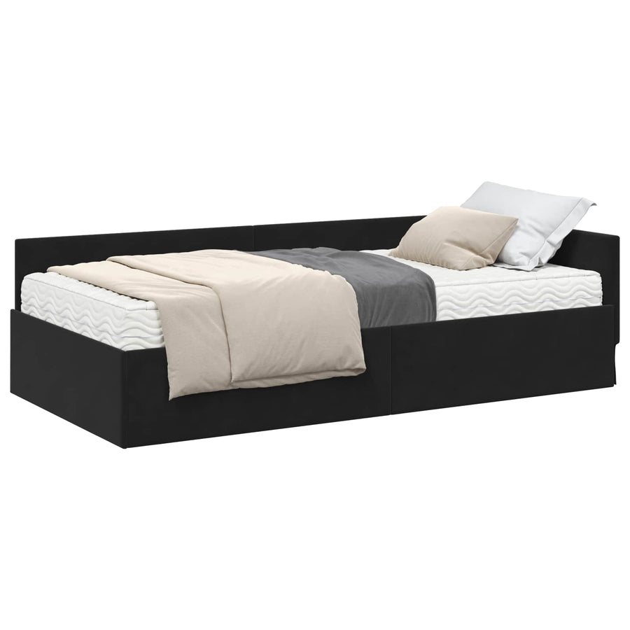 Hoekbedframe met Matras Anders 2 pcs Grijs Fluweel