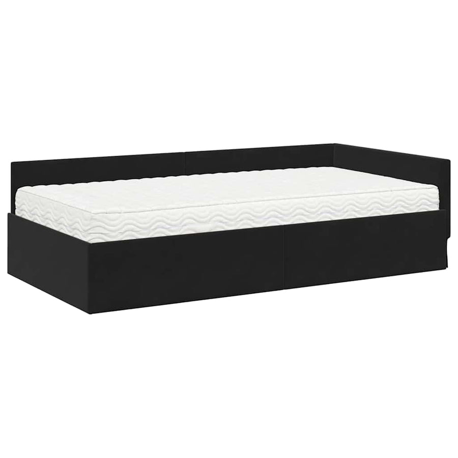 Hoekbedframe met Matras Anders 2 pcs Grijs Fluweel